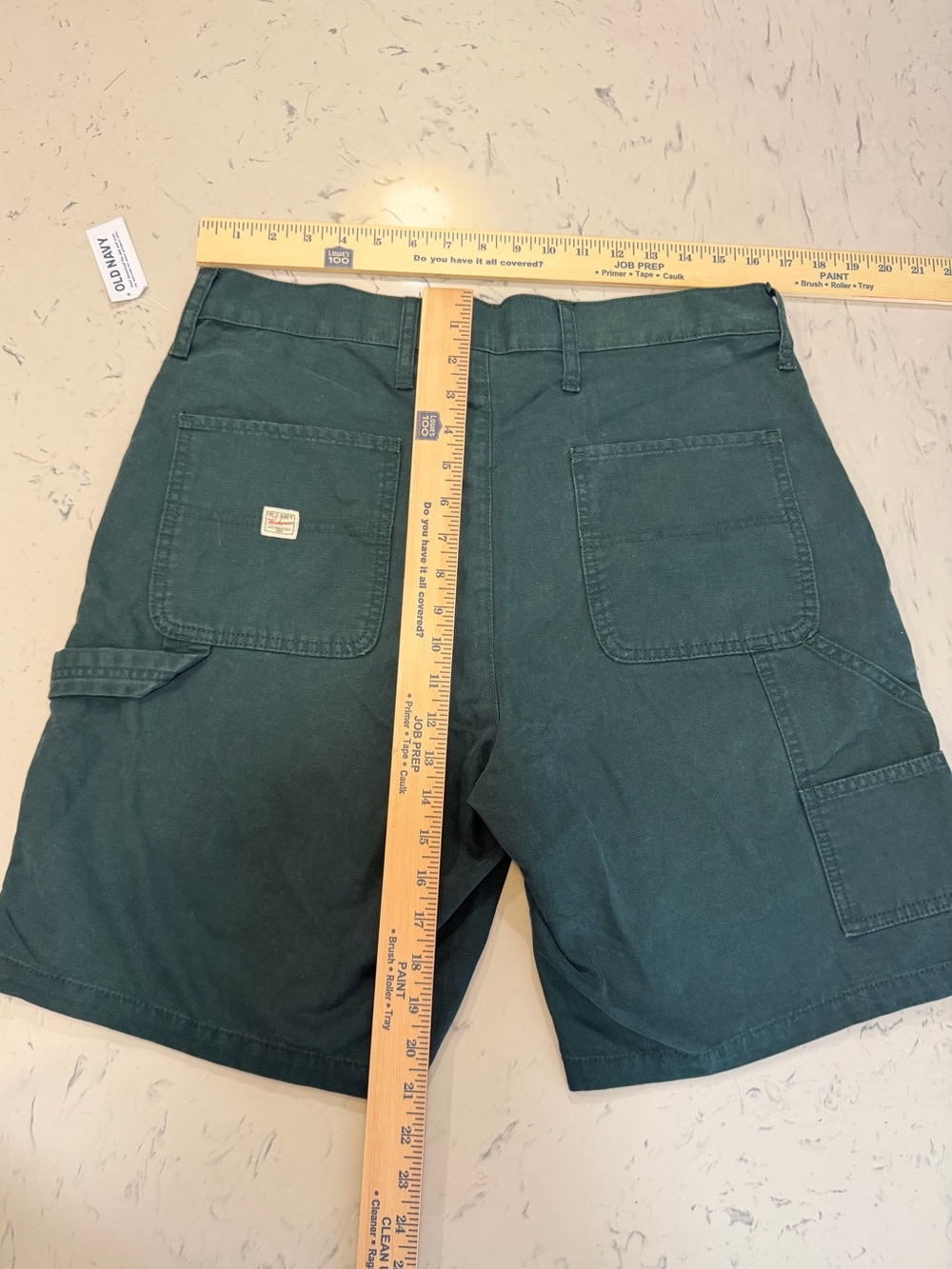 Old Navy Carpenter Shorts Mens 32 x 9" Inseam Forest Canopy Green Twill Loose - Picture 6 of 7